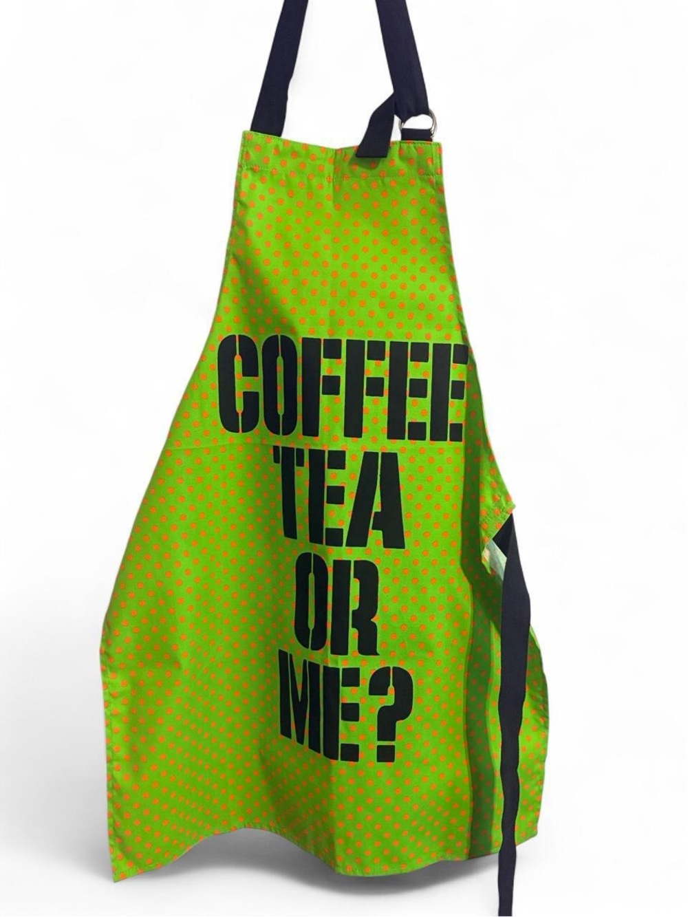 Coffee Tea Or Me? Lime Green Polka Dot Kitchen Apron OS